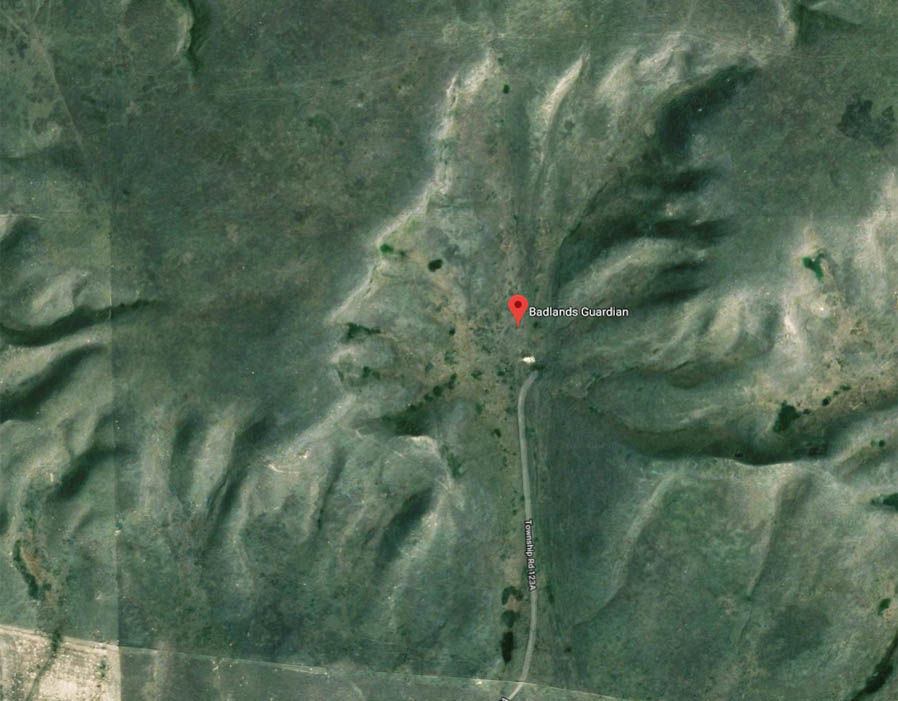 The image of a figure known as 'Badlands Guardian' was discovered in Alberta, Canada