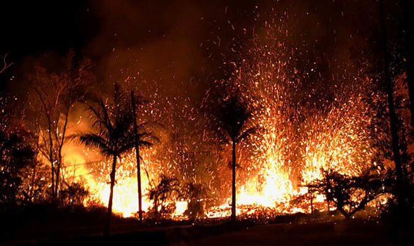 Lava has spewed forth from a number of fissures